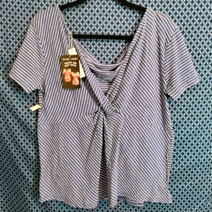 Thyme & Honey - Blue and white striped two-way wearing top. Size- M